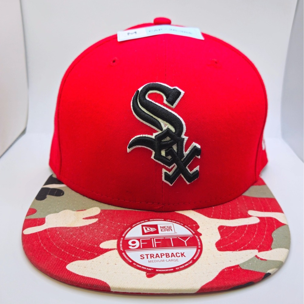 New Era Chicago White Sox 9FIFTY Strapback Hat Red Camo Brim MLB Medium Large